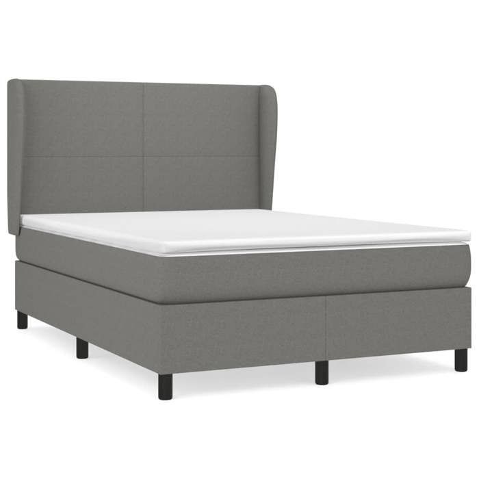 3127806 vidaXL Lit à sommier tapissier avec matelas Gris foncé 140x200cm Tissu