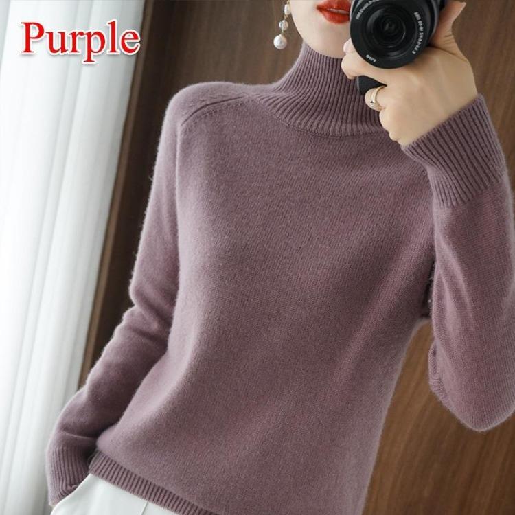 Womens Pure Cashmere Wool High Neck Knit Sweater Pullover Autumn Winter Ladies Turtleneck Pull Femme Warm Soft Casual