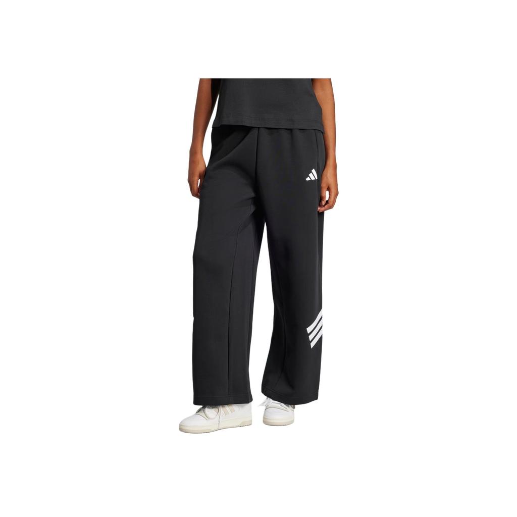 Adidas Womens Future Icons 3-Stripes Open-Hem Tracksuit Bottoms Black Women Streetwear JE0150