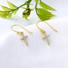 Gold Plated Cross Earring, 925 Sterling Silver Women Jewelry, Cubic Zircon Handmade Earring