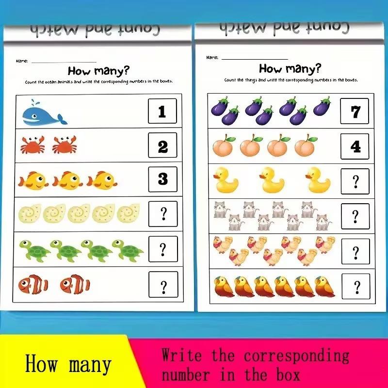 64-Page Math Practice Book for Early Learners Monster Theme Addition & Subtraction Workbook Number Tracing Colorful Math Drills