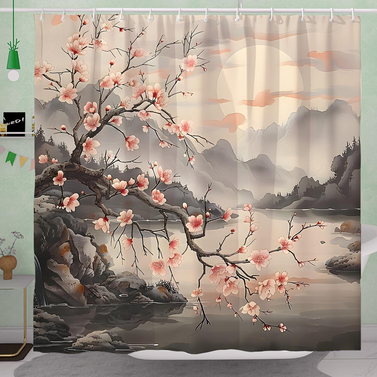 

Serene Cherry Blossom Waterproof Shower Curtain for Bathroom Decor, Bringing a Touch of Nature s Beauty and Tranquility W90XH180cm