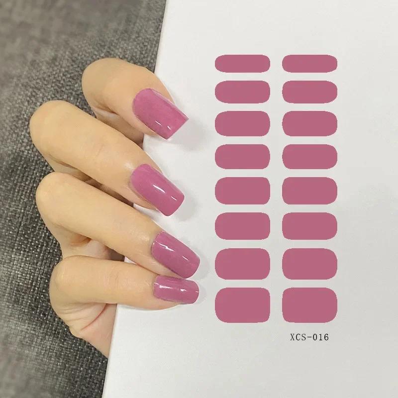 53 Colors Nail Polish Stickers Pure Strips Waterproof Adhesive Nail Full Sticker Environmental Protection DIY Nai Stickers