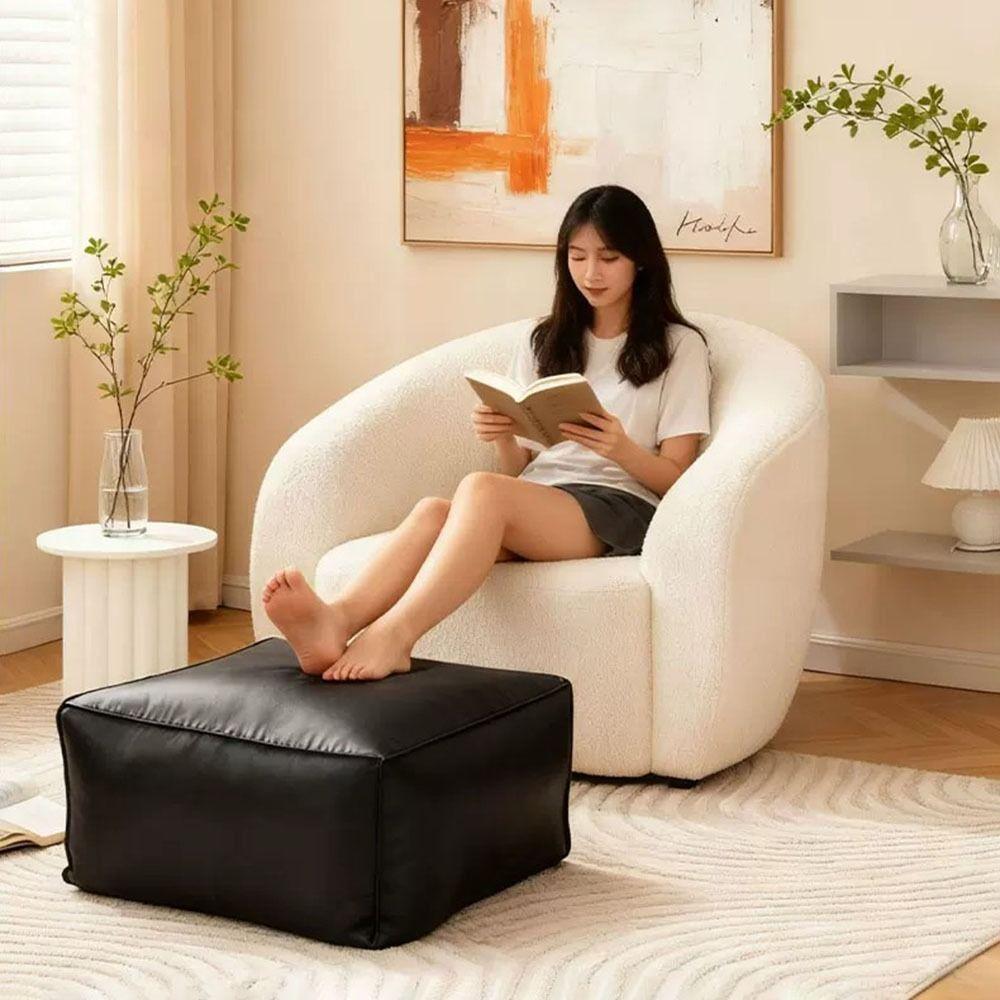 PU Leather Fillable Storage Ottoman Cover Fillable Wear Resistant Storage Footstool Claw Resistant Waterproof Pouf Cover