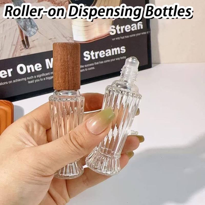 10Ml Wooden Cap Spray Bottle Clear Glass Spray Bottle Perfume Sample Vials Portable Refillable Cosmetic Empty Atomizer Gold Cap