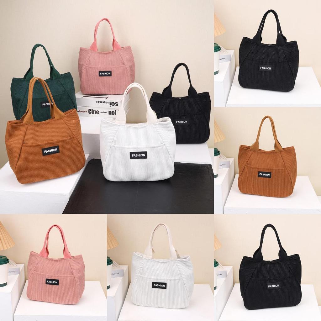 Cotton Corduroy Tote Bag For Women With Large Capacity Street Style Handheld Ladies Bag
