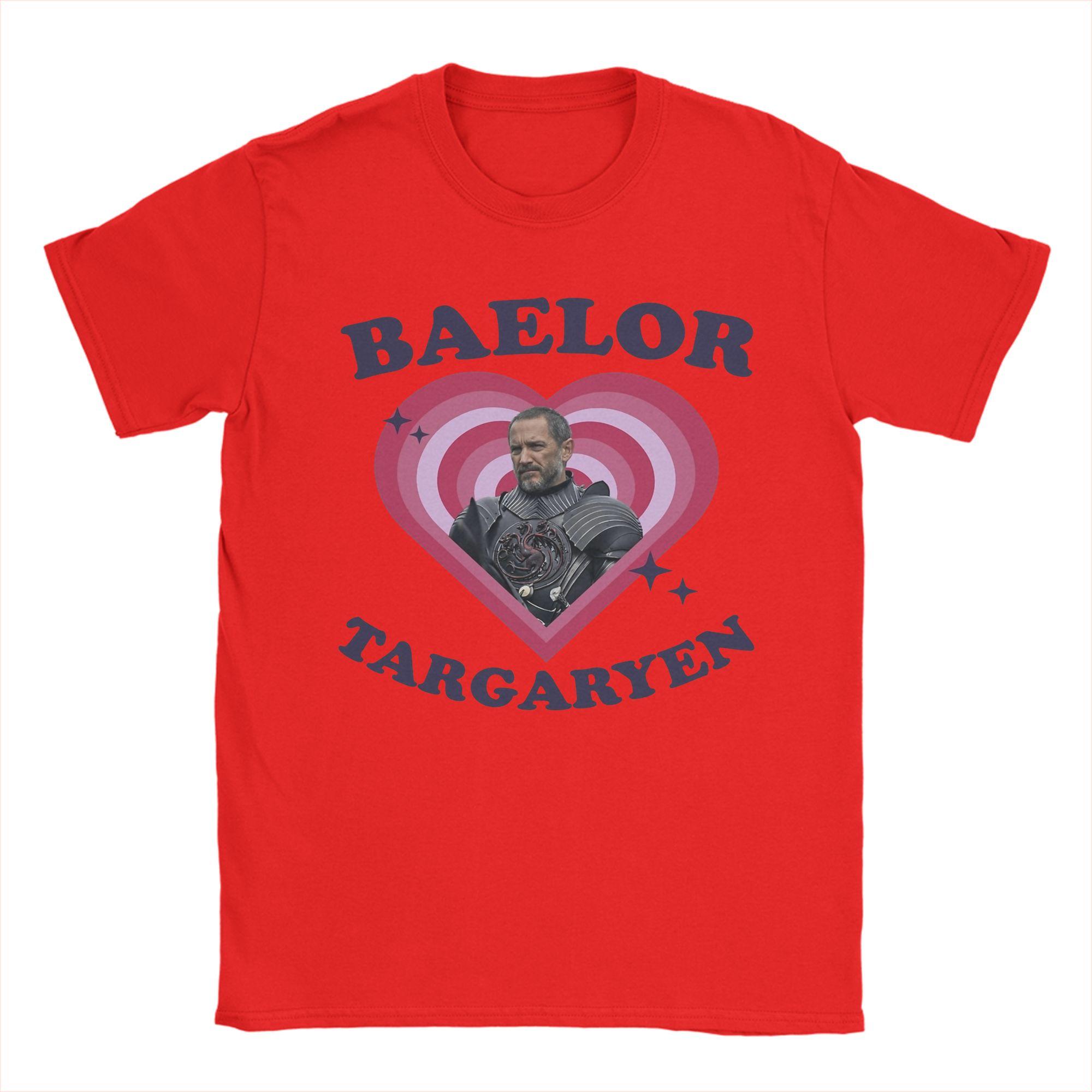

Unisexs Women Baelor Targaryen retro heart T Shirts Tops Fashion Short Sleeve Crew Neck Tees Plus Size TShirt S