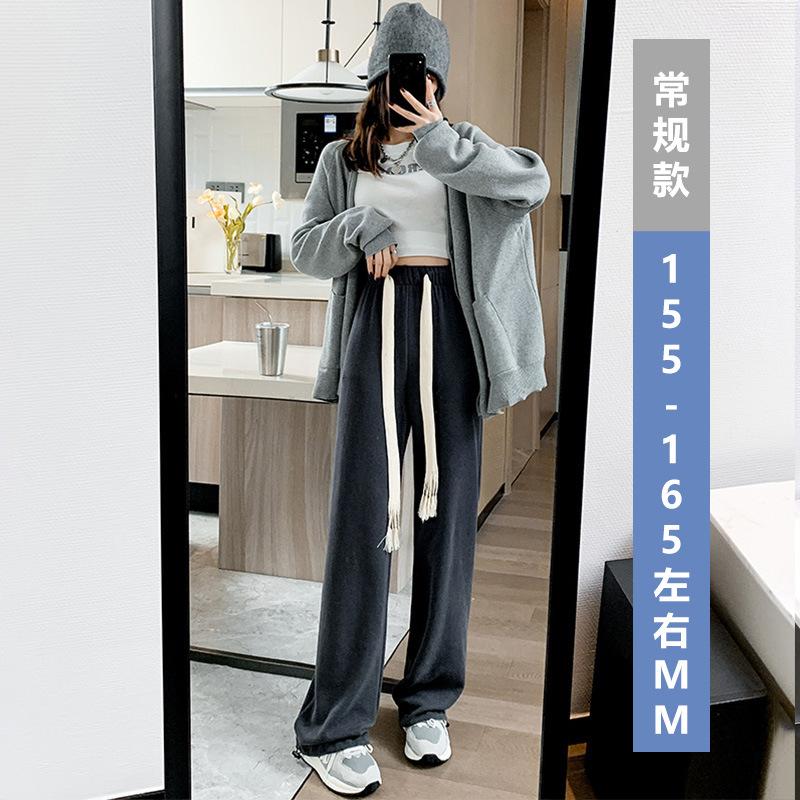 

[Please do not shoot if not] Black sweatpants women s autumn and winter 2 drawstring loose thermal walking pants S