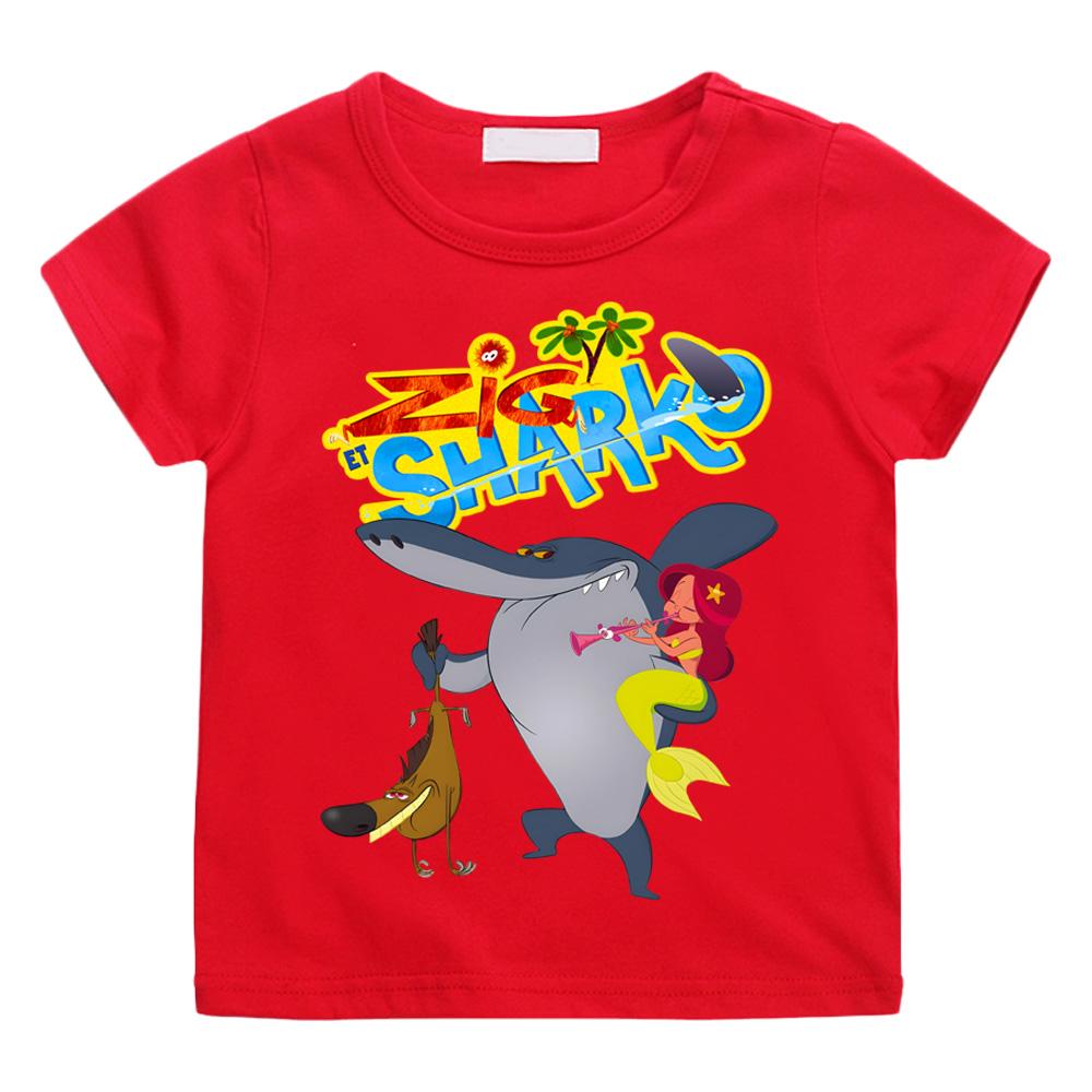 Zig and Sharko 2025NEW Print Cute T-shirt Cartoon 100%Cotton Tee-shirt Children Camisetas Casual Clothes Tees Top Versatile
