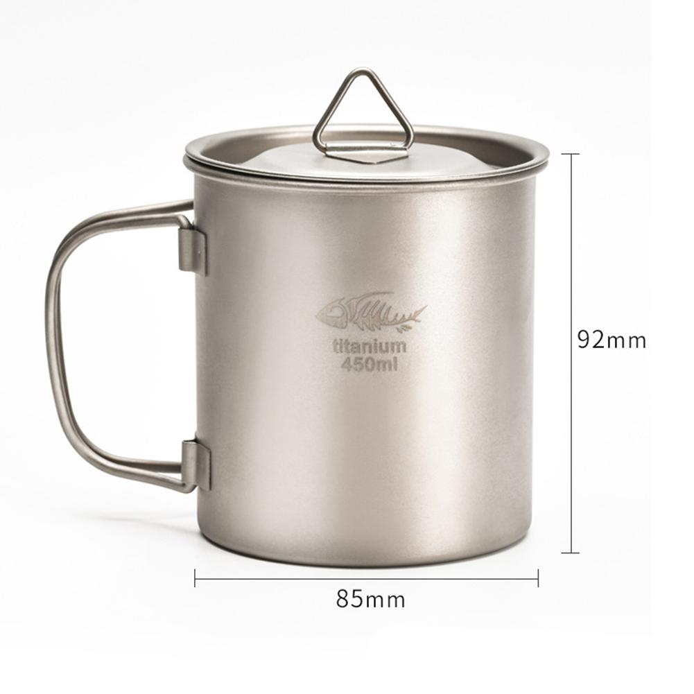 450/550/650ml/750ml Portable Outdoor Water Cup Ultralight Large-capacity Single-layer Pure Titanium Camping Mug