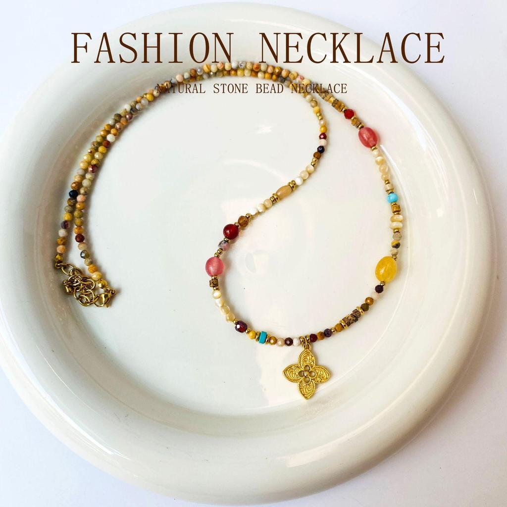 Honey 2025 Autumn/Winter Long Sweater Necklace with Natural Stone Beads - Versatile Women's Style