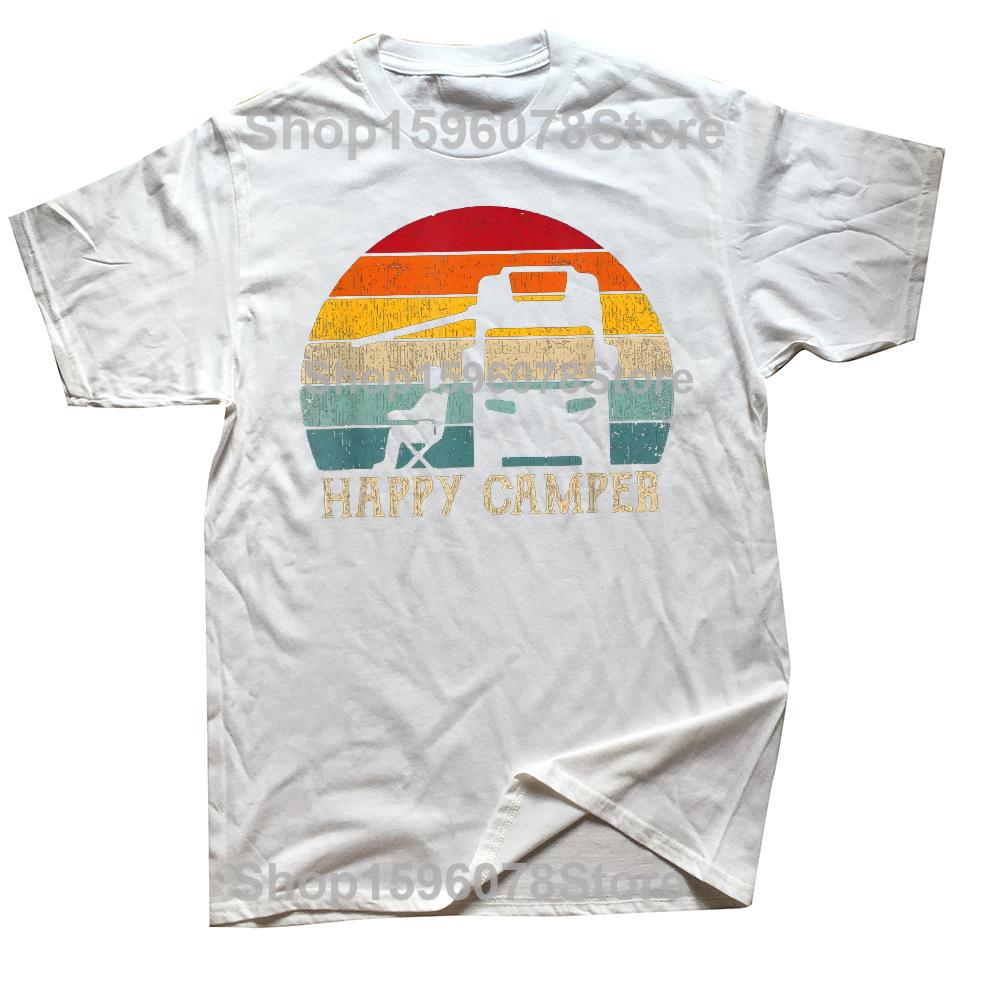 Счастливый Кемпер Футболка для кемпинга на автодоме Мужская Женская Ретро Солнце 70-х 80-х Футболка Графические футболки Унисекс Летние Уличная одежда Топы Camisas S