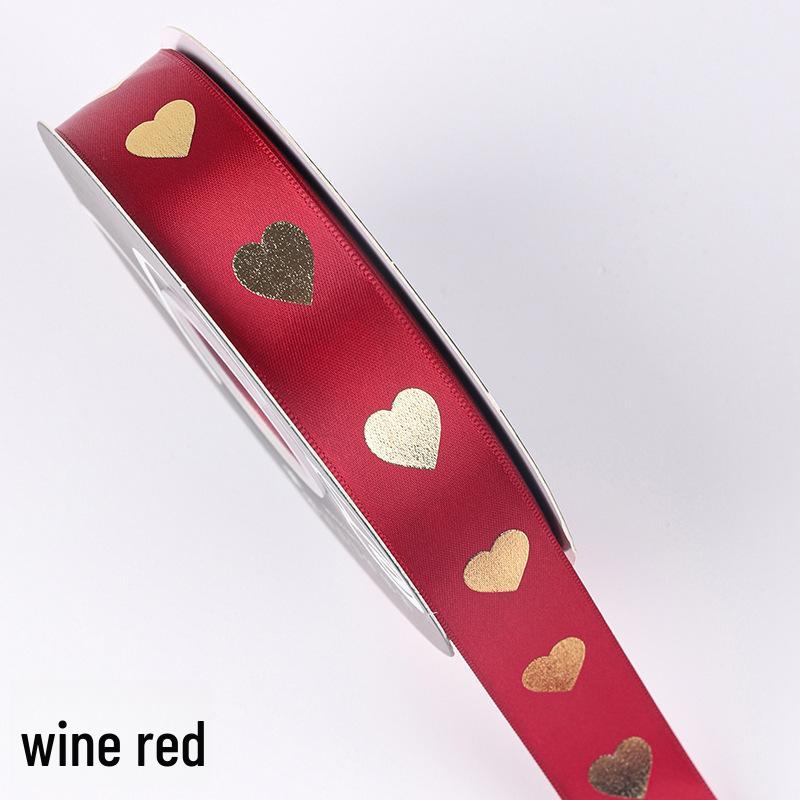 Gold-stamped Polyester Gift Ribbon Bow for Cakes & Floral Packaging