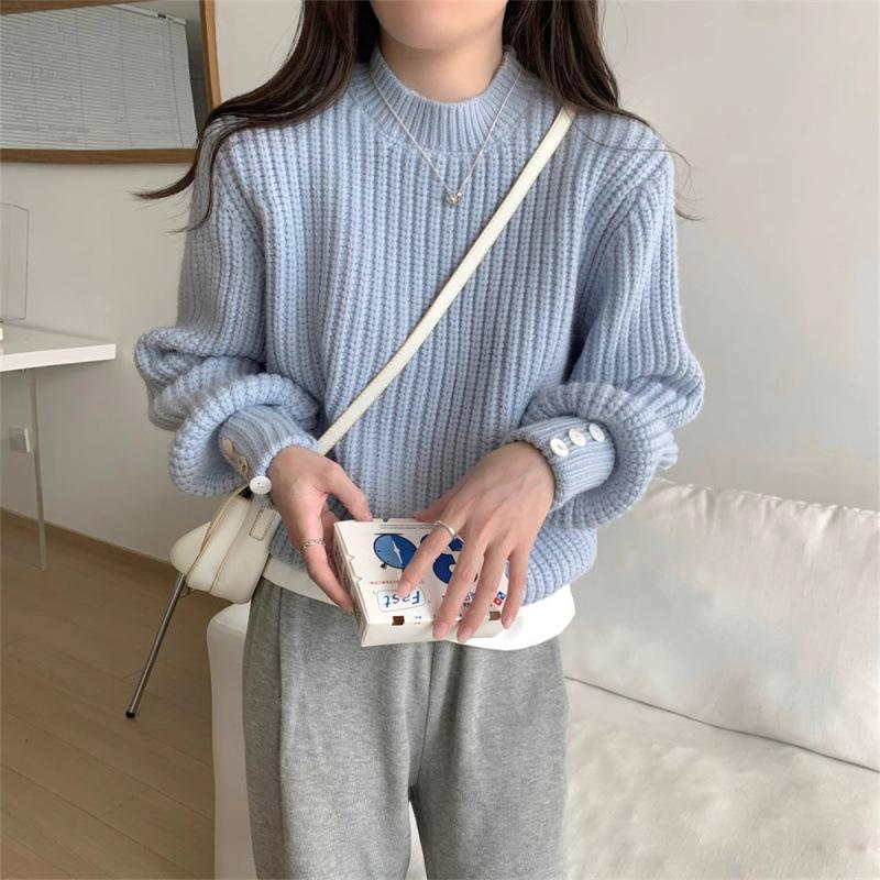 Women's Japanese Retro Loose Knit Pullover - Soft, Long Sleeve Base Layer for Spring/Autumn