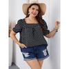 Sommer Herbst Damen Chiffon Kurz Rundhals Bluse Karomuster Temperament Pendler Polka Dot Hemd XL-4XL