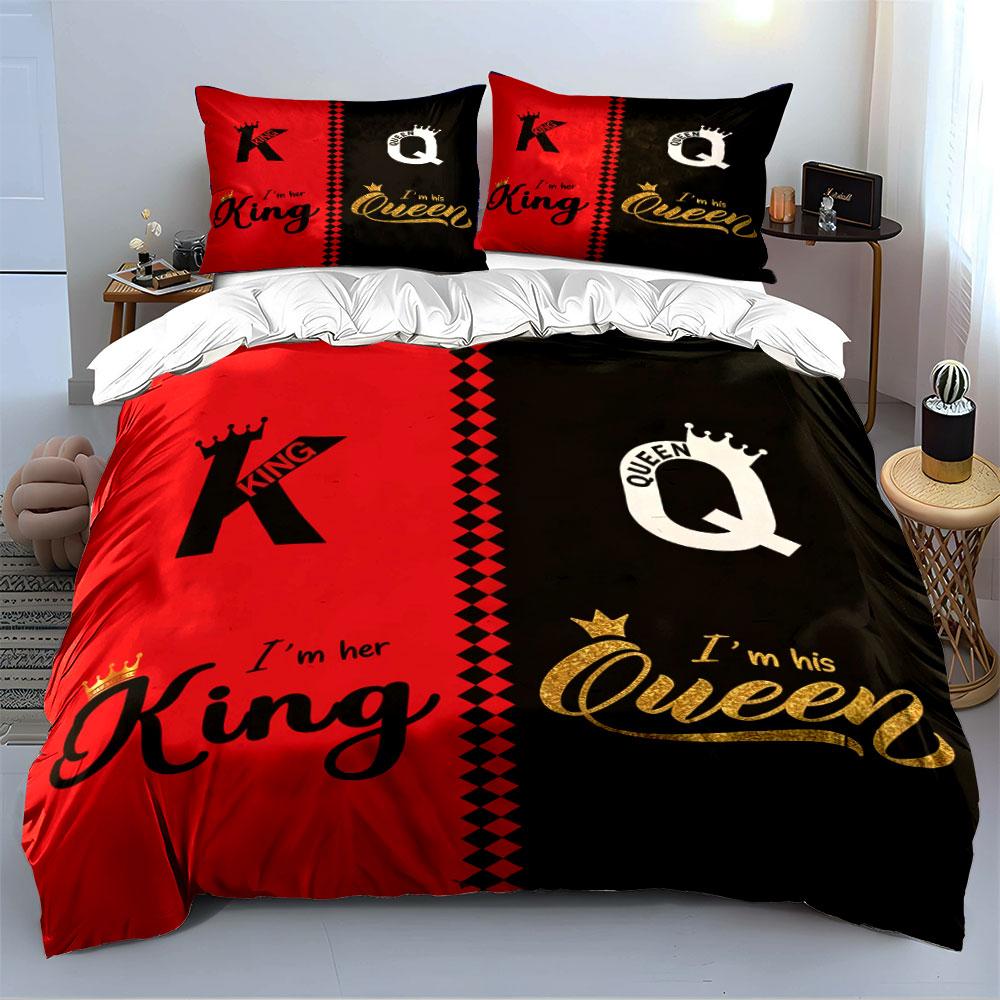 King and Queen Crown Bedding Set Bedding Duvet Cover Set Duvet Cover Pillowcases (1 * Duvet Cover 2 * Pillowcases, Without Duvet Insert)