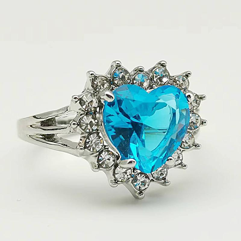 

Huajie Sea Blue Heart Shape Inlaid Brilliant Zircon Elegant Women s Rings Wedding Party Ring Charming Trend 10 синій
