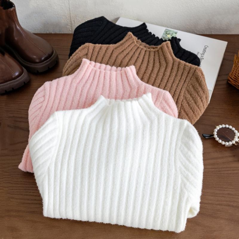 Half High Neck Baby Sweaters Autumn Winter Kids Boys Girls Long Sleeve Pure Color Knit Sweater Baby Kids Boys Girls Pullover Sweatersdershirt