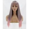 MISS WIG Women Fashion Long Straight Hair with Bangs Gradient Color Heat Resistant Cosplay Wigs Synthetic Fiber Wigs with Bangs
