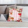 Kawaii S-Erdbeer-Shortcakes Kissenbezug Kurzer Plüsch Doppelseitiger Druck Quadratische Dekokissenbezüge Sofa Heimkissen Dekoration