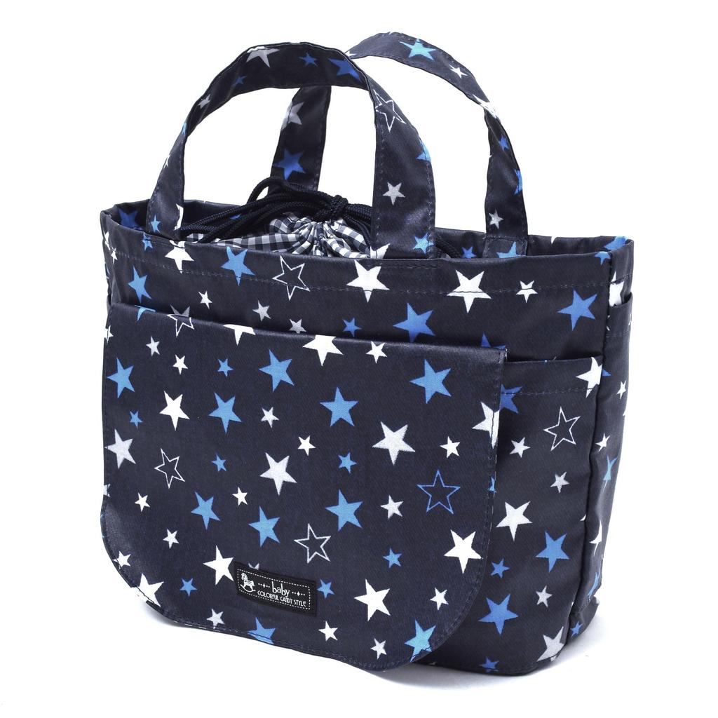 COLORFUL CANDY STYLE Deodorizing Diaper Pouch Diaper Pouch Tote Brilliant Navy & (Drawstring Type) 2-Piece Set, Star, Blue, B8001800-BTR