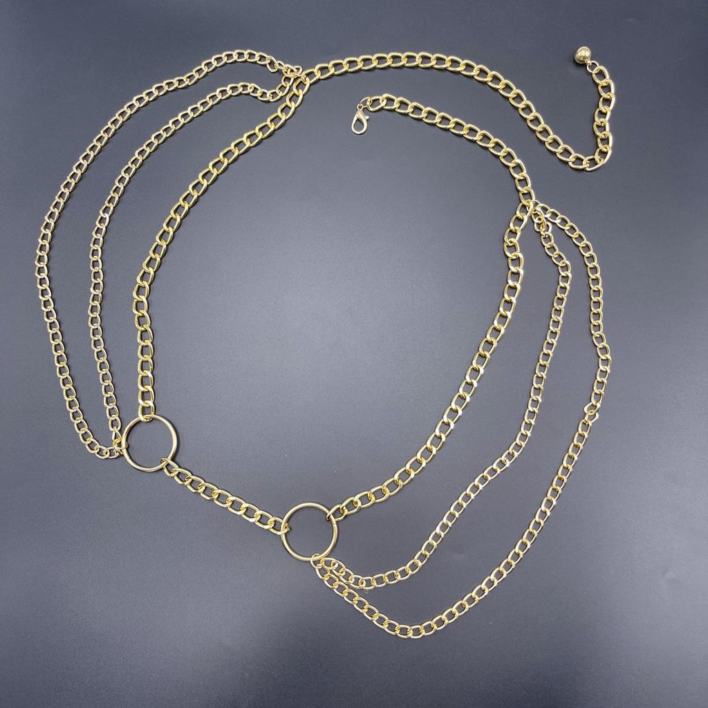 Personalized metal ring waist chain female punk multi-layer chain fringed body chain
