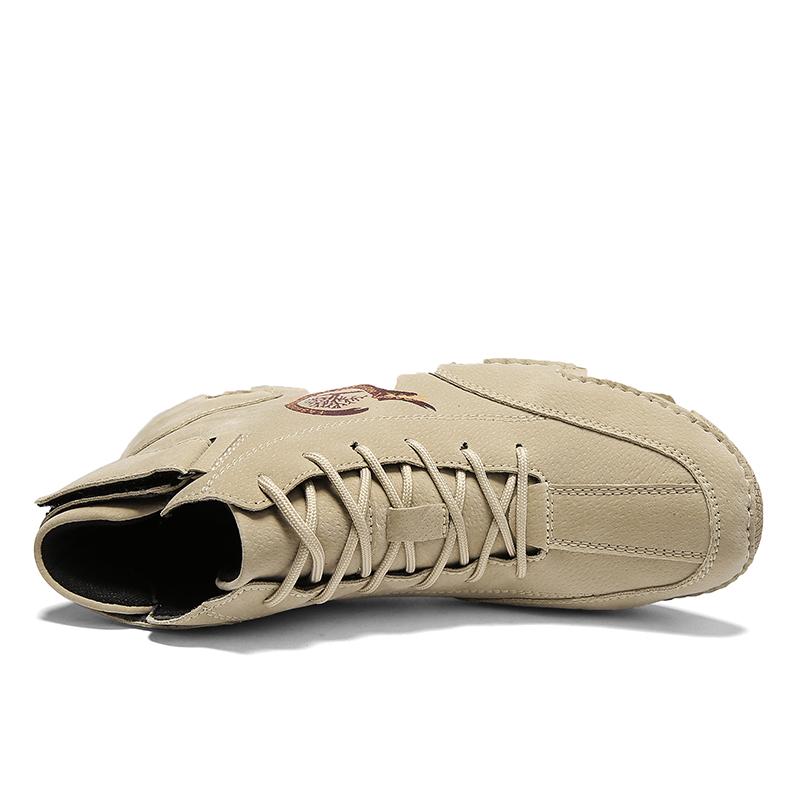 Мужские кожаные ботинки ручной работы. Осенние повседневные кожаные туфли из спилка — фото 5