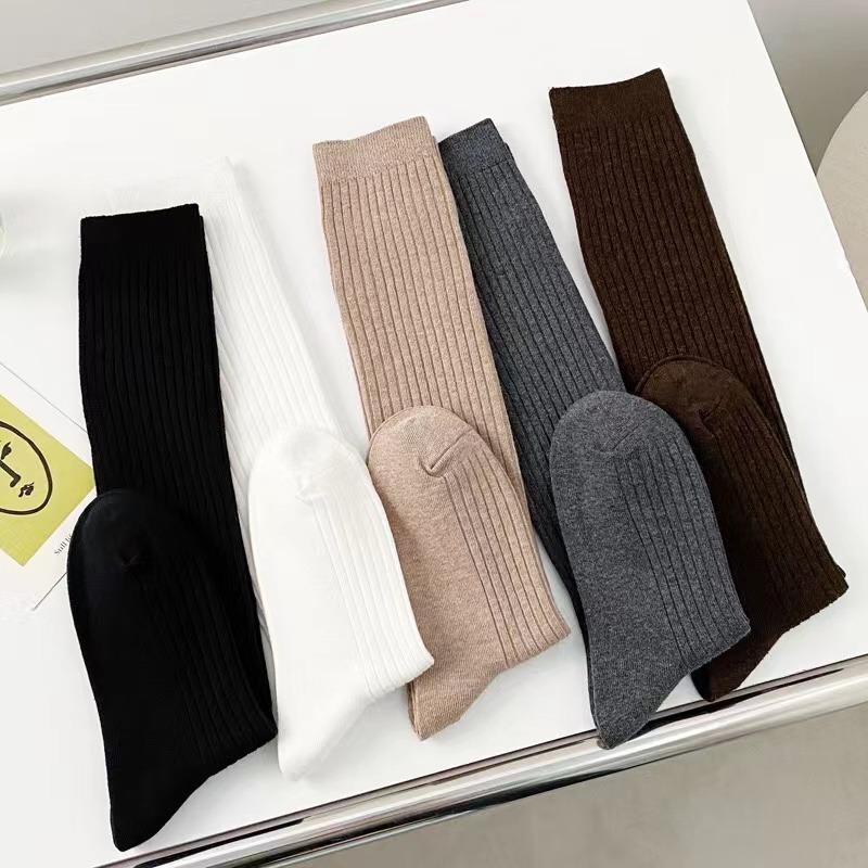 Ladies Girls Fashion Solid Knee Socks Women Knitting Cotton Long Socks Autumn Winter Warm Thigh High White Black Stockings