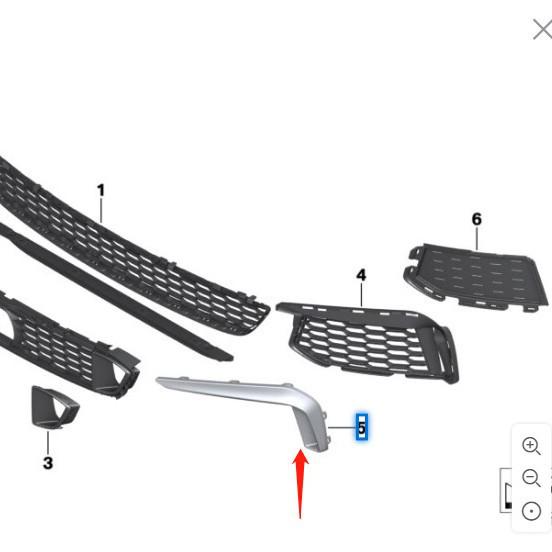 BMW 5 Series G38 Front Bumper Fog Light Frame Trim, Parts 51118070541, 51118070542.