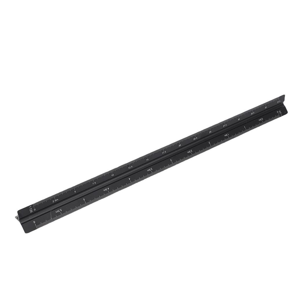 30cm Metric Triangular Engineer Scale Ruler Aluminum Architect Scale Ruler for Architects Students Draftsman Black