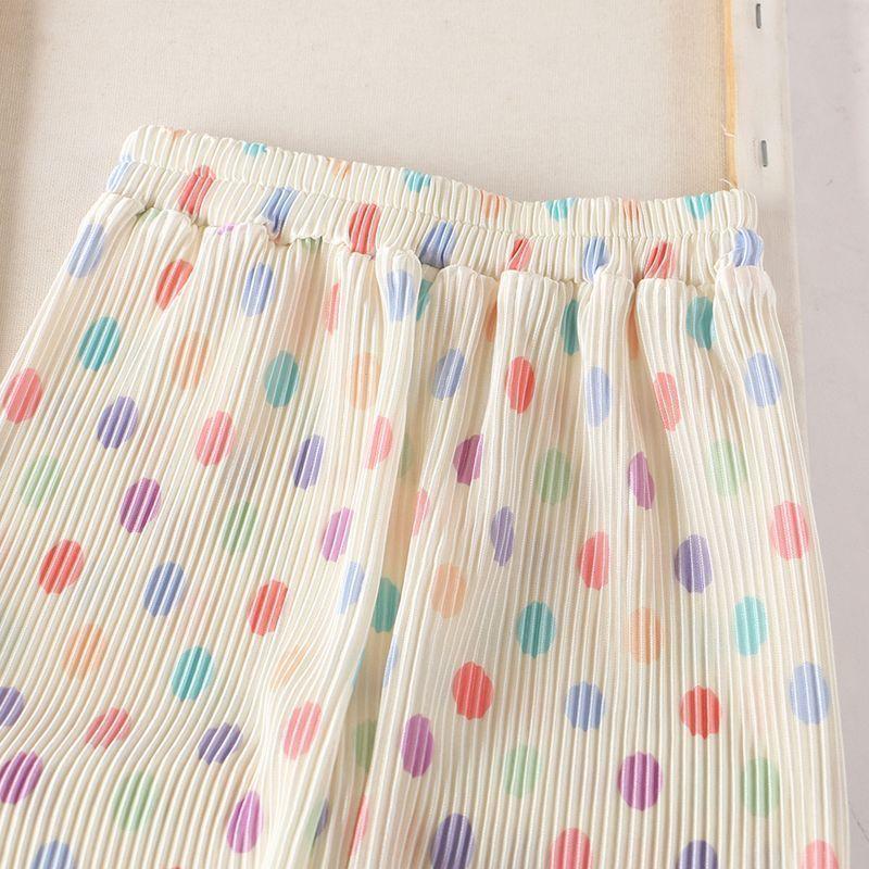 Girls' Summer New Children's Polka Dot Pants Wide Leg Pants Loose Casual Pants Straight Leg Pants