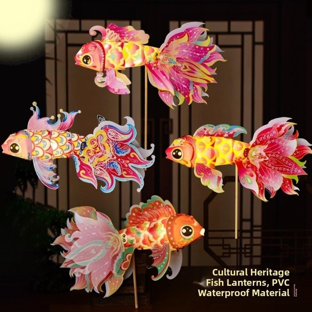 Handmade Diy Mid-Autumn Festival Lantern Good Luck Luminous Fish Lantern Chinese Traditional Blessings
