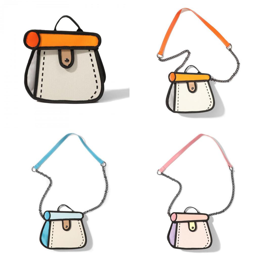 Cartoon Anime Canvas Bag With Contrast Color Design For Daily Casual Use