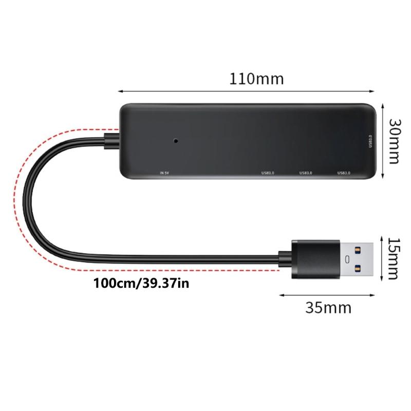 Fast Speed USB3.0 Hub 4 Port Splitter TypeC Power Port for Laptop Consoles Printer Keyboards Mouse Widely Used