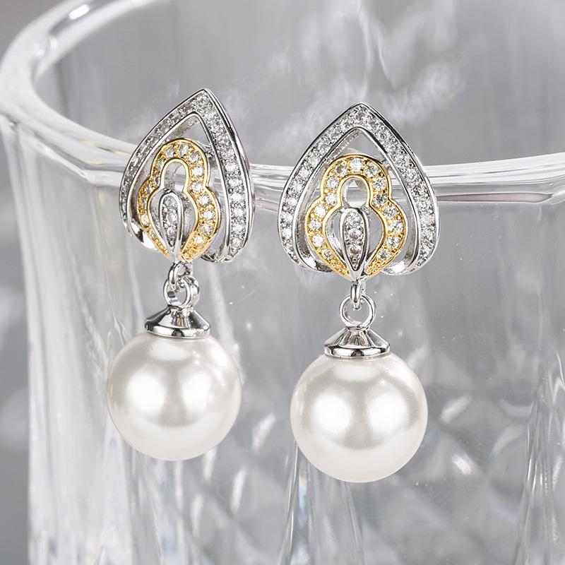 Accessories, French Light Luxury Pearl Flower Earrings, Premium Elegant Earrings, Women s Earrings