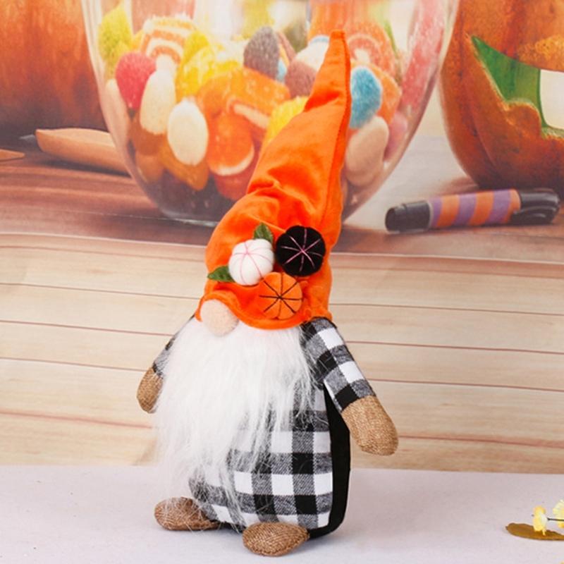 Plush Gnomes Figurine Doll Autumn Holiday Decors For Mantles Shelf Display Thanksgiving Harvest Halloween Gift