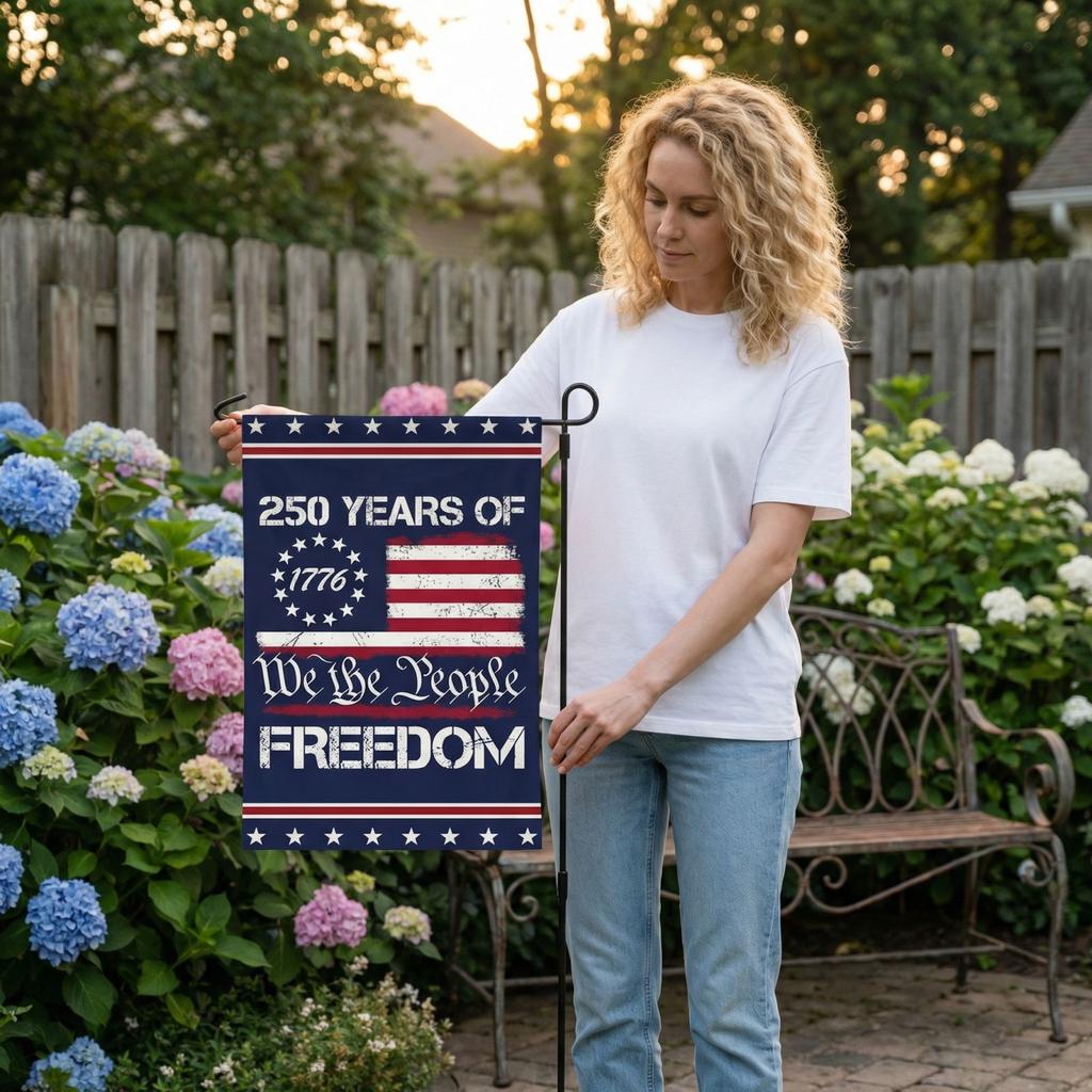 The People 1776-2026 Flag Memorial Day Patriotic 250th Birthday 250 Years United States Indoor Garden Decoration (250 YEARS)
