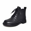 Martin boots women's 2025 autumn and winter new round head flat bottom cowhide short boots comfortable casual British style women's cotton boots lea