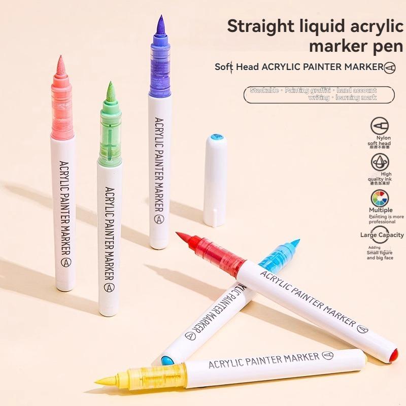 81 Colors Brush Tip Acrylic Markers Set, Assorted Colors, Perfect for Art and Craft Supplies Wood Stone Canvas Glass