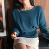 Korean Autumn Chi Design Sense Irregular Fake Two-piece Three Button Waist Knitted Sweater Top