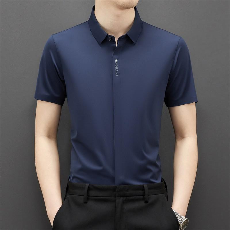 Summer Clothing Summer Casual Men's Short-sleeved Ice Silk Shirt for Young and Middle-aged People Casual Stylish Slim Shirt