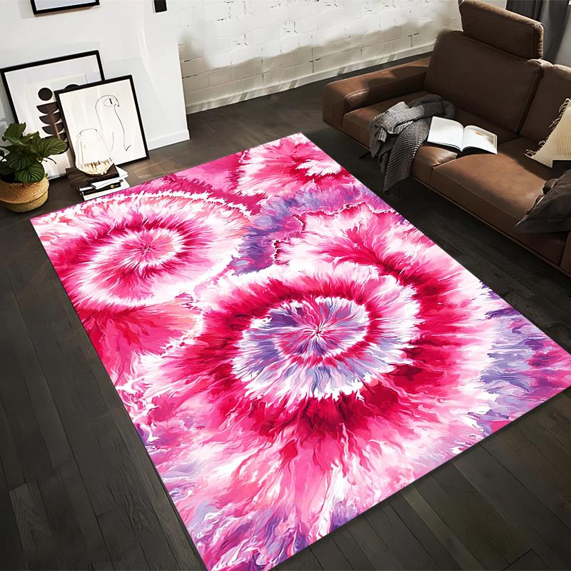 

Abstract Tie-Dye Pattern Area Rug in Pink and White Swirl Design Suitable for use as an anti-slip for living room bedroom sofas 40x60cm( 15x23in )