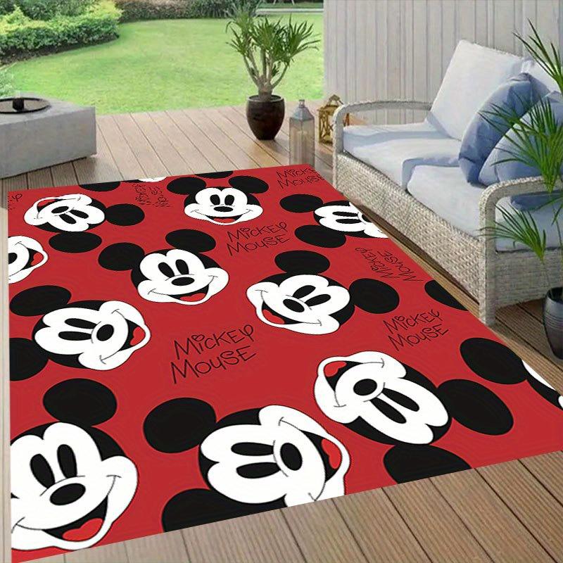 1pc Mickey and Minnie Area Rug, Non Slip Floor Mat, Cartoon Character Design, Soft Velvet, Room Decor, Washable