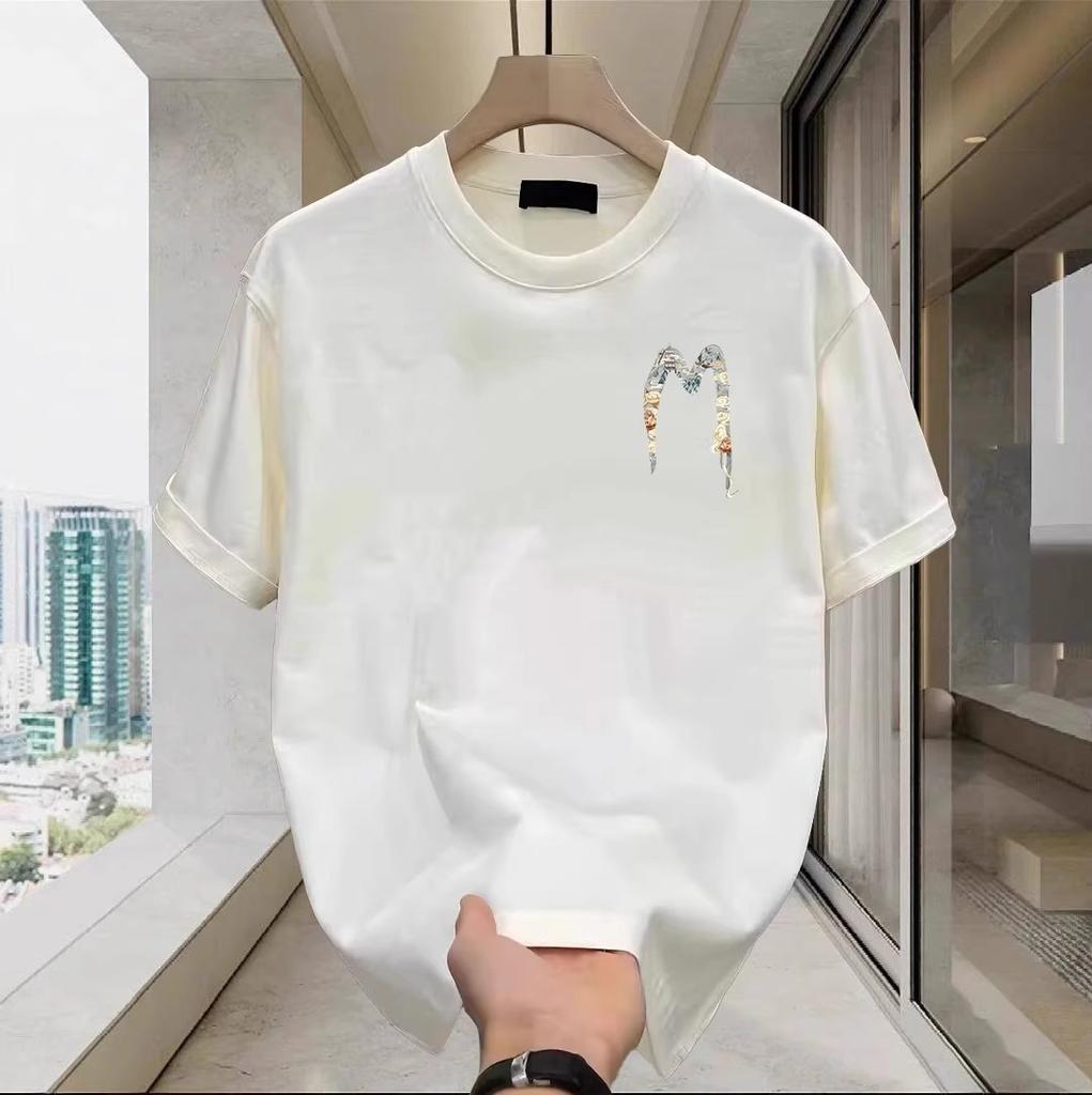 Summer New Short Sleeved T-shirt 2026 Personalized Printed Pure Cotton Short Sleeved T-shirt for Men and Women Couple Round Neck Top