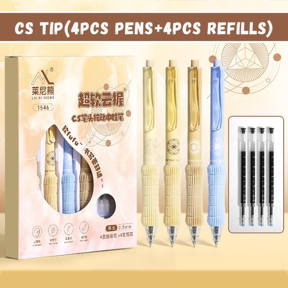 4PCS/Set CS Tip Neutral Pen 0.5mm Black Ink Signature Pens New Writing Tool  School Office