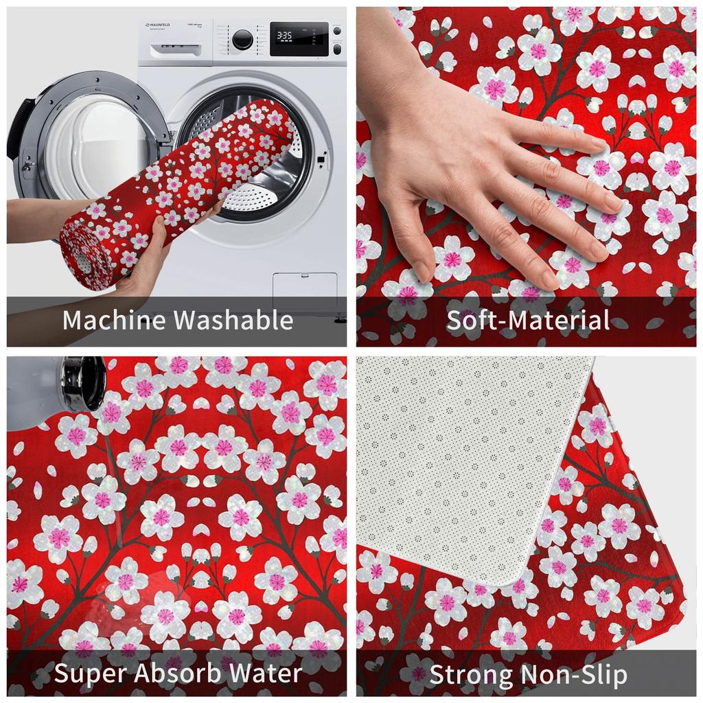 Cherry Blossom sparkle Non-slip Doormat Floor Mat Washable Carpet Rug for Kitchen Entrance Home Balcony Footpad Mats