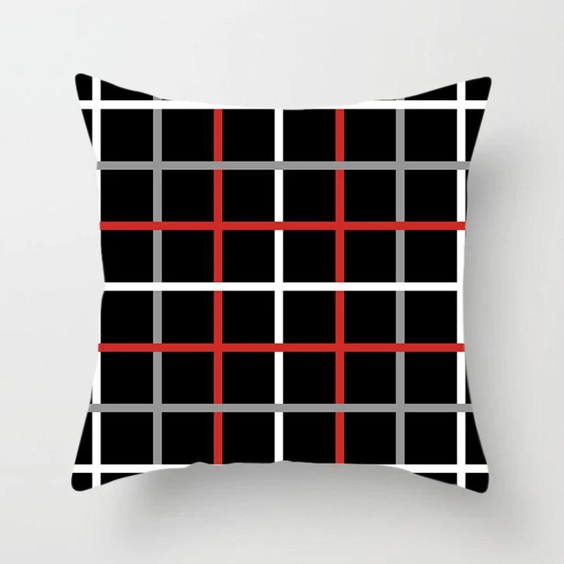 Black and Red Geometric Decorative Pillowcases Living Room Office Home Pillowcases Car Ornaments