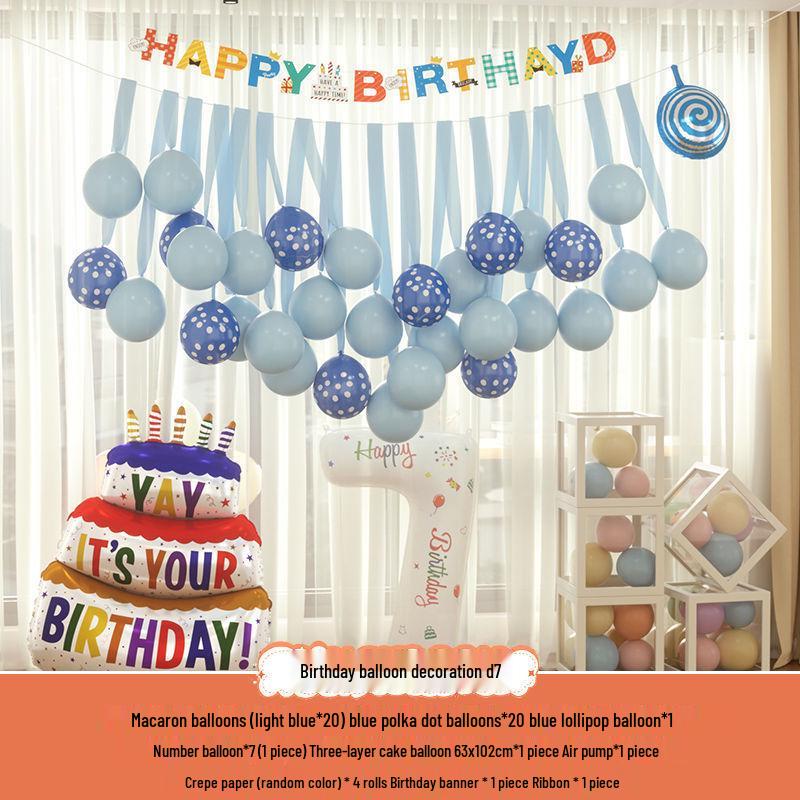 Xiaohongshu First Birthday Balloon Decoration Set for Boys and Girls: Party Background Scene Arrangement
