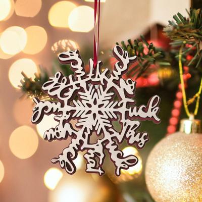 Snowflake Christmas Hanging Ornament Decoration, Wood Tree Pendant Xmas
