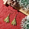 Zinc Zinc Alloy Christmas Tree Earrings Gold Christmas Earrings Elegant Rhinestone Dangle Earrings  Gift